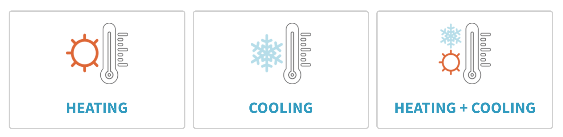 heating, cooling, or heating and cooling options