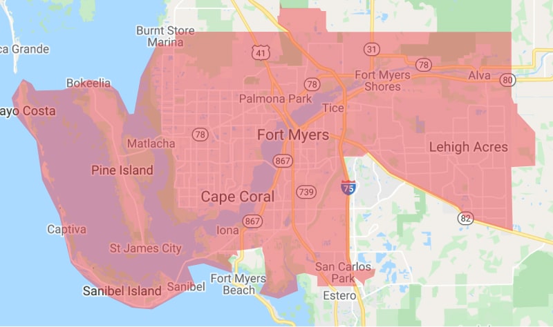 temperaturepro southwest florida service area map