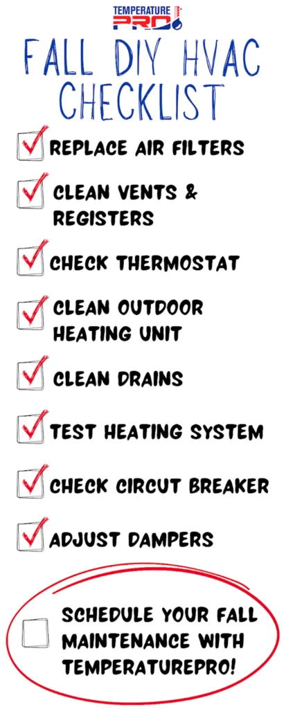 Fall DIY HVAC checklist graphic.
