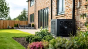Heat pump efficiently cooling a San Jose home by pumping out hot air.