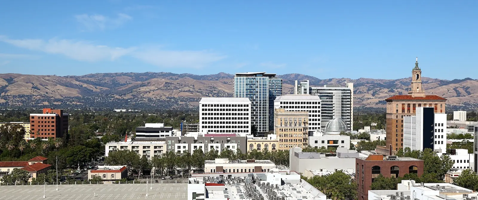 Skyline of downtown San Jose, California seen during the daytime.