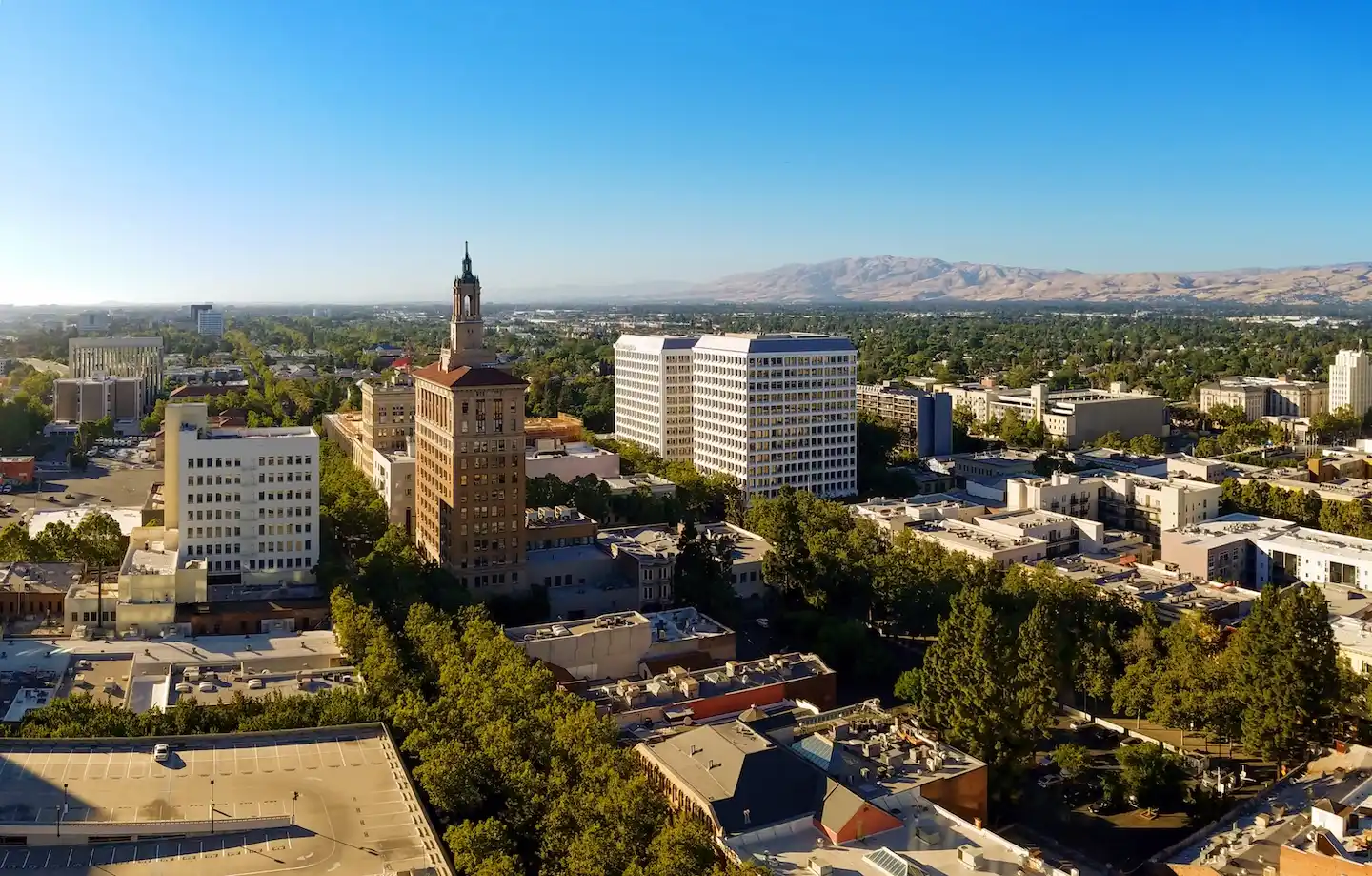 View of downtown San Jose California and Silicon Valley. 